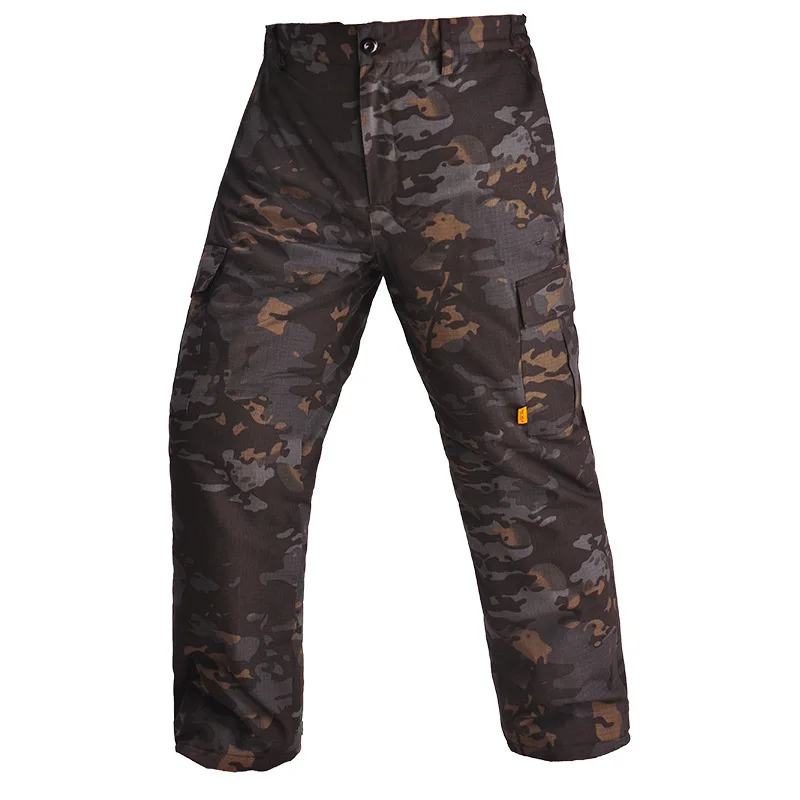 Heat Reflective Camo Outdoor Tactical Ski Pants Mens Multi-Pocket Winter Warm Durable Thermal Frog Thick Cotton Hunting Trousers