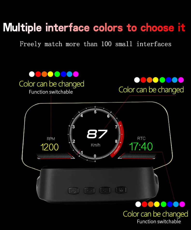 Hot Sale Zero ghosting Wiiyii Car 5 Inch TFT LCD Mirror Color screen OBD2+GPS HUD C2 APP Navigation Multi-function Speedometer
