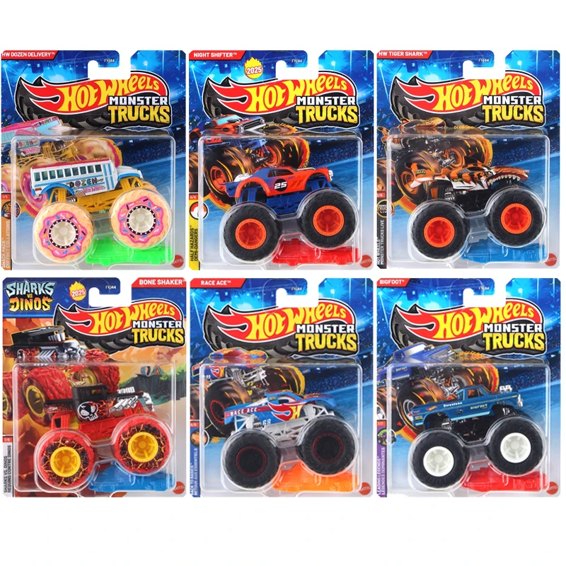 em-estoque-rodas-quentes-carro-monstro-caminhoes-brinquedos-meninos-1-64-diecast-tigre-tubarao-dragonizer-noite-shifter-grande-pe-corrida-ace-osso-shaker