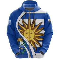 2024 Spring Autumn Daily Sportswear Zip Up Hoodies Street Uruguay Emblem Flag 3D Printing Oversized Hooded Sweatshirt Pullovers