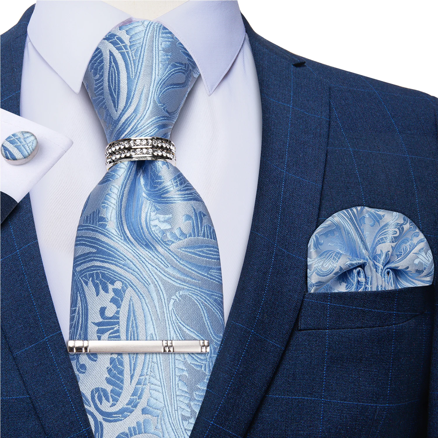 gravatas-azul-claro-com-estampa-paisley-para-homens-acessorios-para-casamento-e-festa-conjunto-de-gravata-com-anel-para-gravata-e-clipe-prateado-gravata-masculina