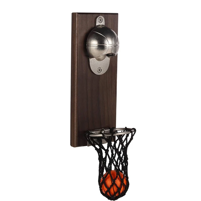 

Undereave Wall Mounted Bottle Opener, Novetlty Basketball Beer Opener With Magnetic Board