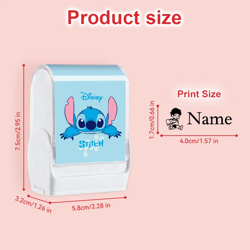 Tampon personnalisé avec nom Disney Stitch, pour fournitures scolaires, livres, tampon encreur lavable pour la rentrée scolaire et cadeau de noël