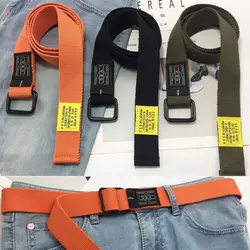 Women Man Nylon Braided Canvas Belt Double Ring Black Buckle Simple Versatile Jeans Student Trend Belt Cargo Pants Waistband