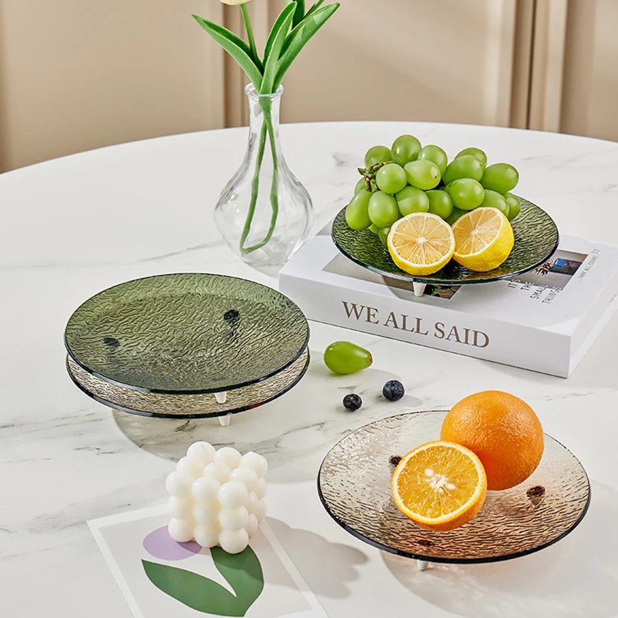 1/2PCS Living Room Snack Tray Ripple Tray Nuts Candy Dried Fruit Tray Snack Storage Tray Tripods for More Stability