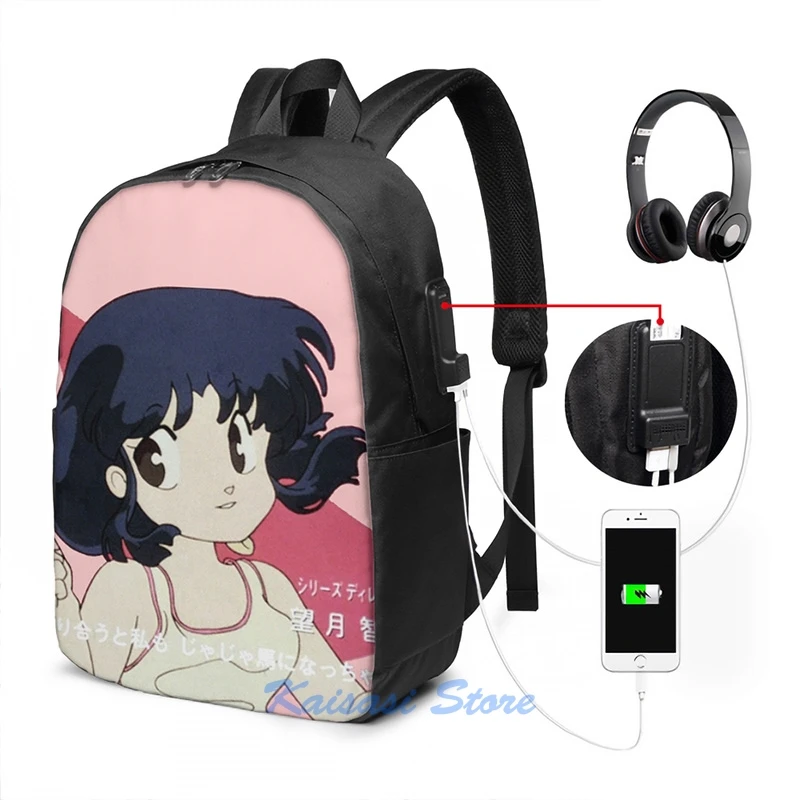 Funny Graphic print Akane Tendo - Ranma USB Charge Backpack men School bags Women bag Travel laptop bag