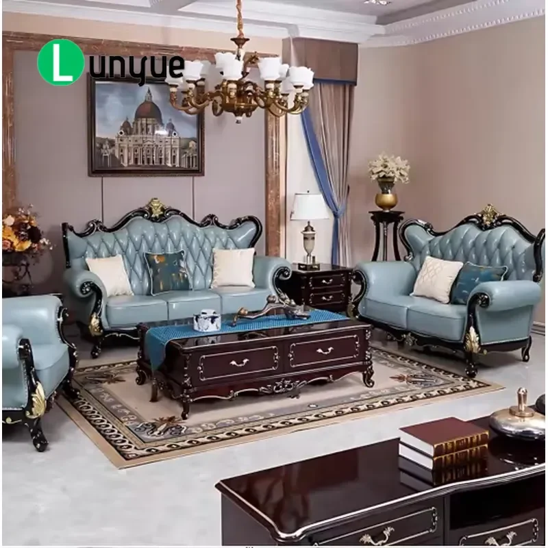 Luxury Genuine Leather Sofa Set Solid Wood Frame Sponge Filled 1+2+3 Seater Combination Couch for Living Room Modern Home