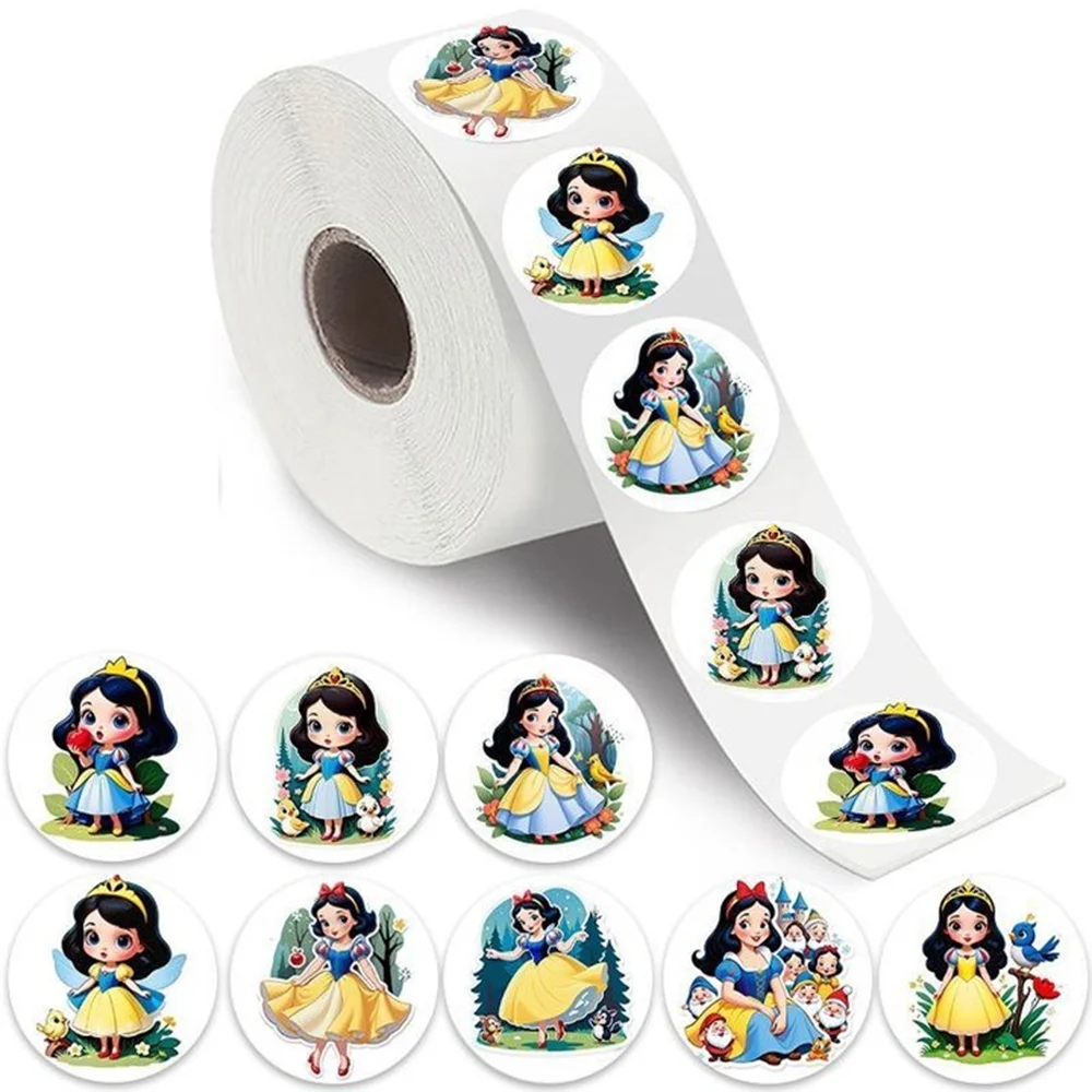 

500pcs/Roll Disney Snow White Princess Cartoon Sealing Stickers DIY PVC Laptop Decals Decoration Reward Gift Toy