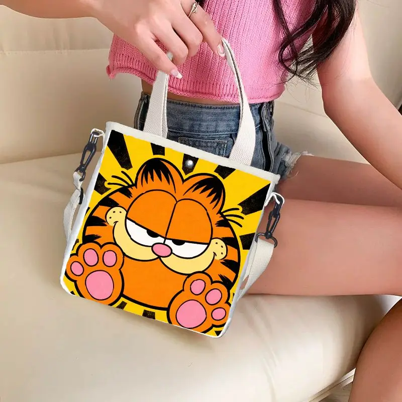 

Cute Garfield Print Handbag Multifunctional Crossbody Canvas Bag Student Casual Bag