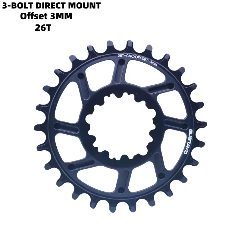 GUSTAVO MTB Fahrrad-Kettenblatt 3-Bolzen-Direktmontage, 3 mm versetzt, schmale Zähne, Kettenrad, Kinderfahrrad-Kurbelgarnitur 26/28/30/32T – Detail 4