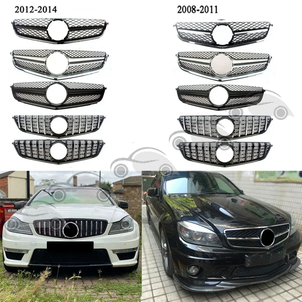 Front Racing Facelift Grill Upper Bar Cover For Mercedes-Benz W204 C-Class C63 AMG 2008 2009 2010 2011 2012 2013 2014