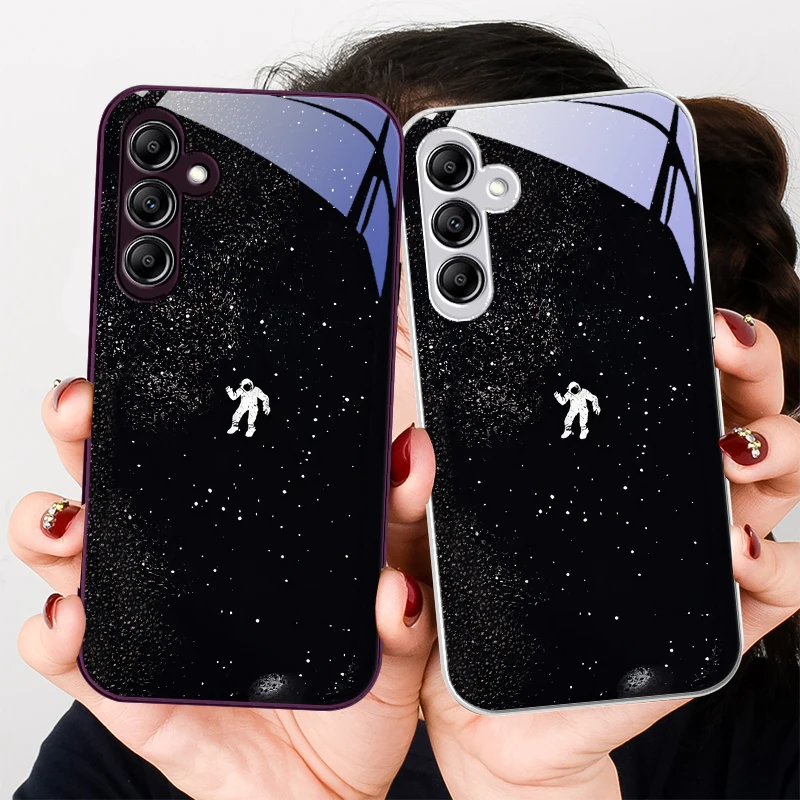 People in the universe for Samsung Galaxy A01 02 03 Core A04 A14 4G A13 54 34 31 20 25 23 22 5G S21 Ultra S20 glass phone case