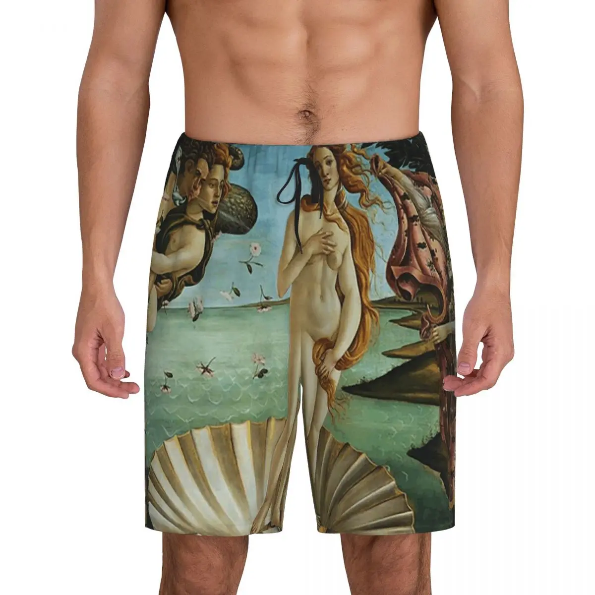

Custom The Birth Of Venus By Sandro Botticelli (1486) Short Pajama Pants Men Sleepwear Sleep Lounge Bottom Shorts Sleeping Pants
