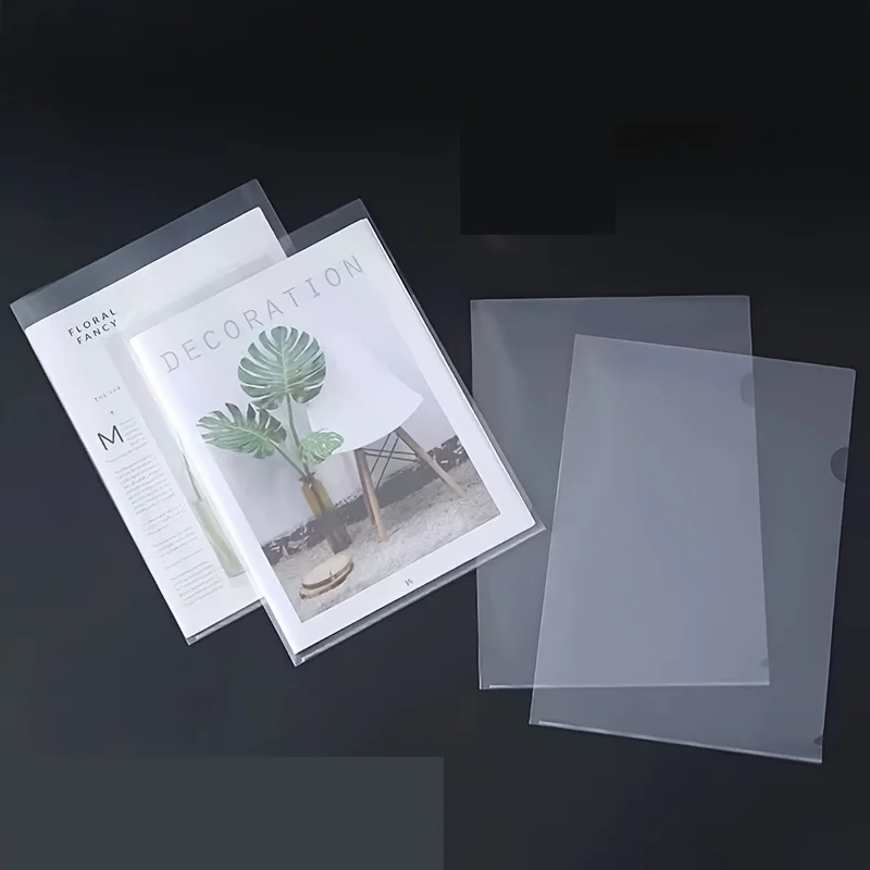 90-個-a4-クリップ事務用品プラスチックシングルページ-l-型透明フォルダー-pp-肥厚ファイル保護カバー分類クリップ