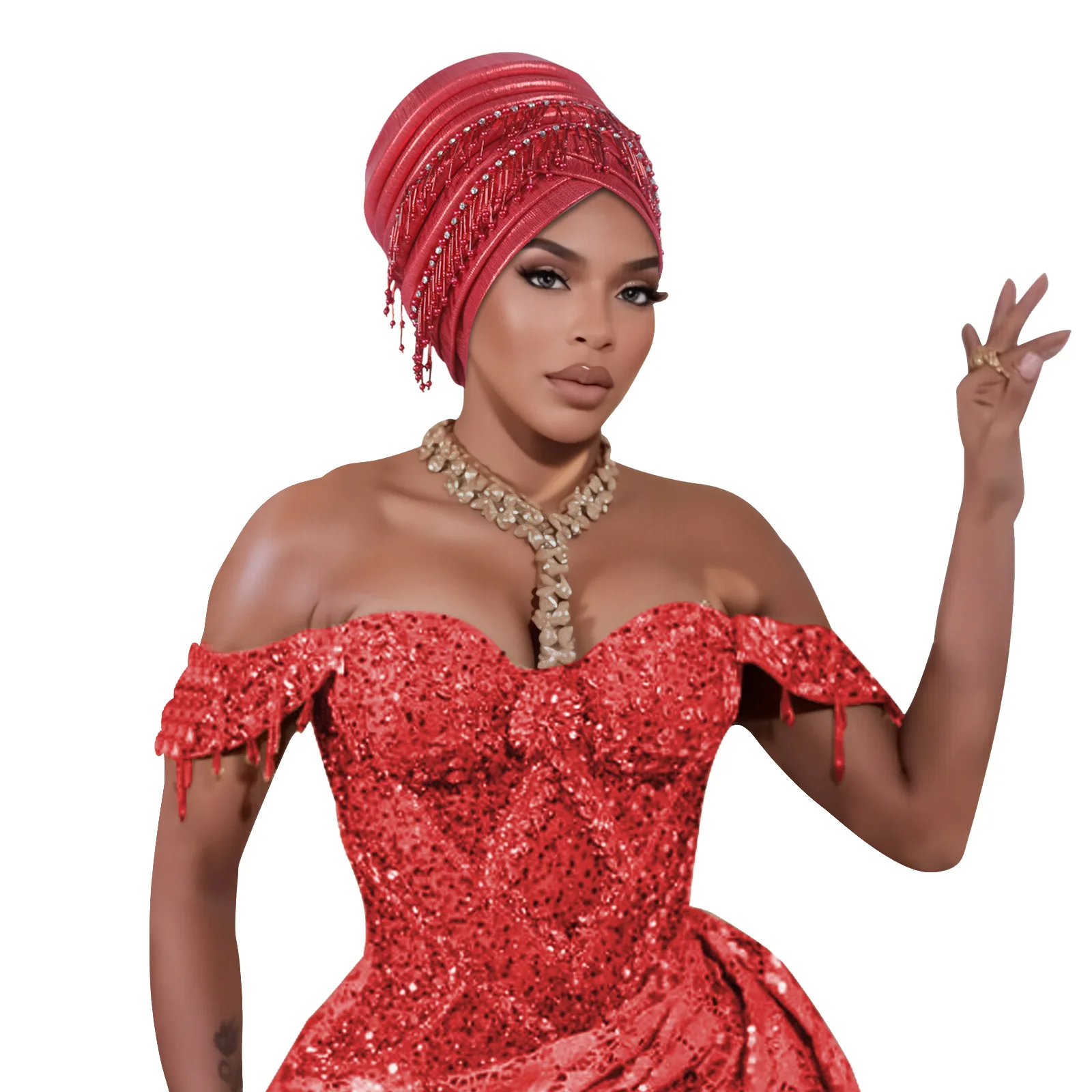 Glitter Pleated Turban Cap for Women Head Wraps Muslim Headscarf Hat Turbante Mujer African Gele Headpiece Bonnet Hijab Headgear