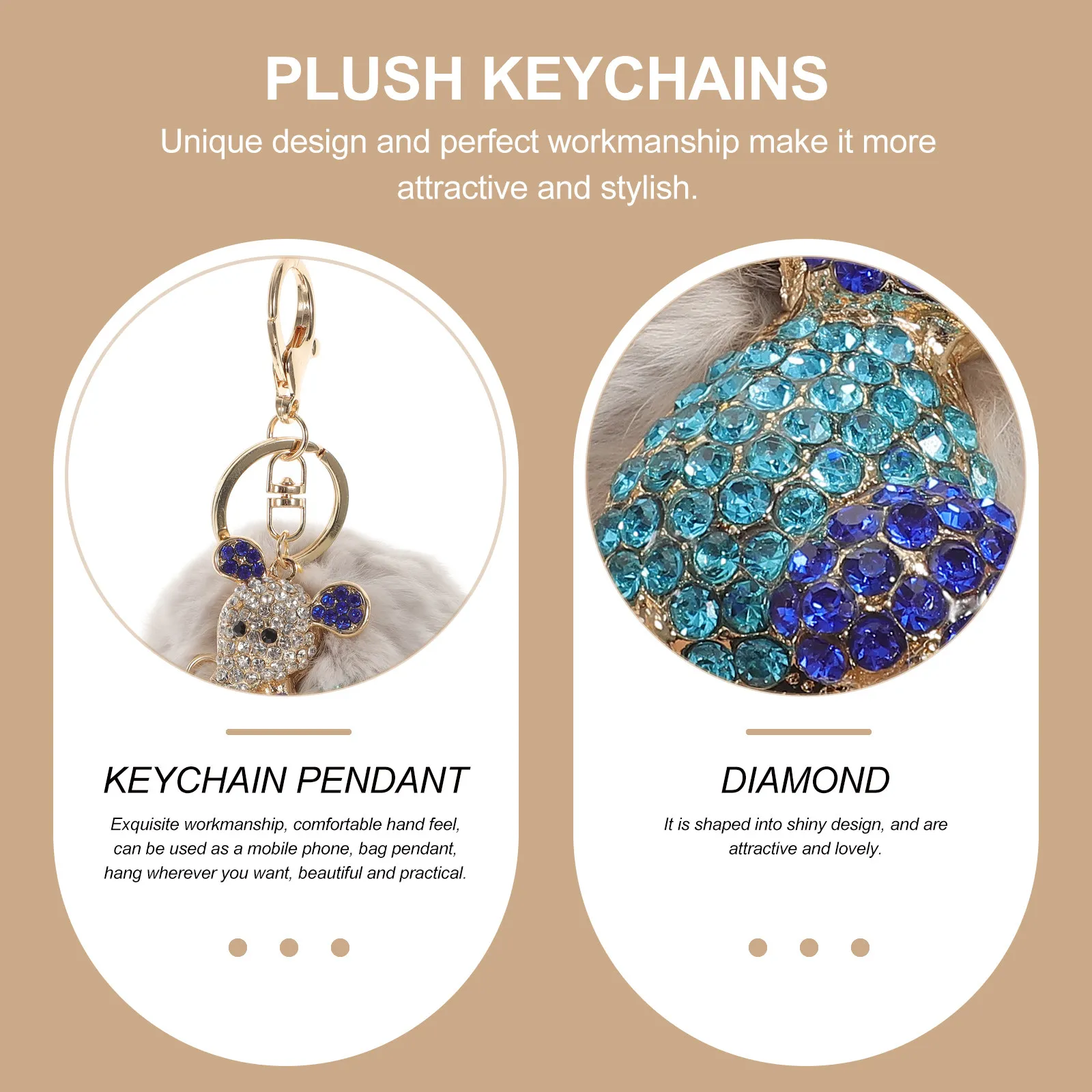 Funny Small Mouse Rhinestone Key Holder Random Color Cute Keychains Bag Pendant Kids Girls Gift Decoration Keychains