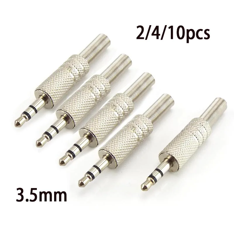 Metal 3.5mm 2 Ring 3 Poles Stereo Jack Plug Audio Connector Cable Solder Adapter Terminal with Spring Audio Accessories Speaker