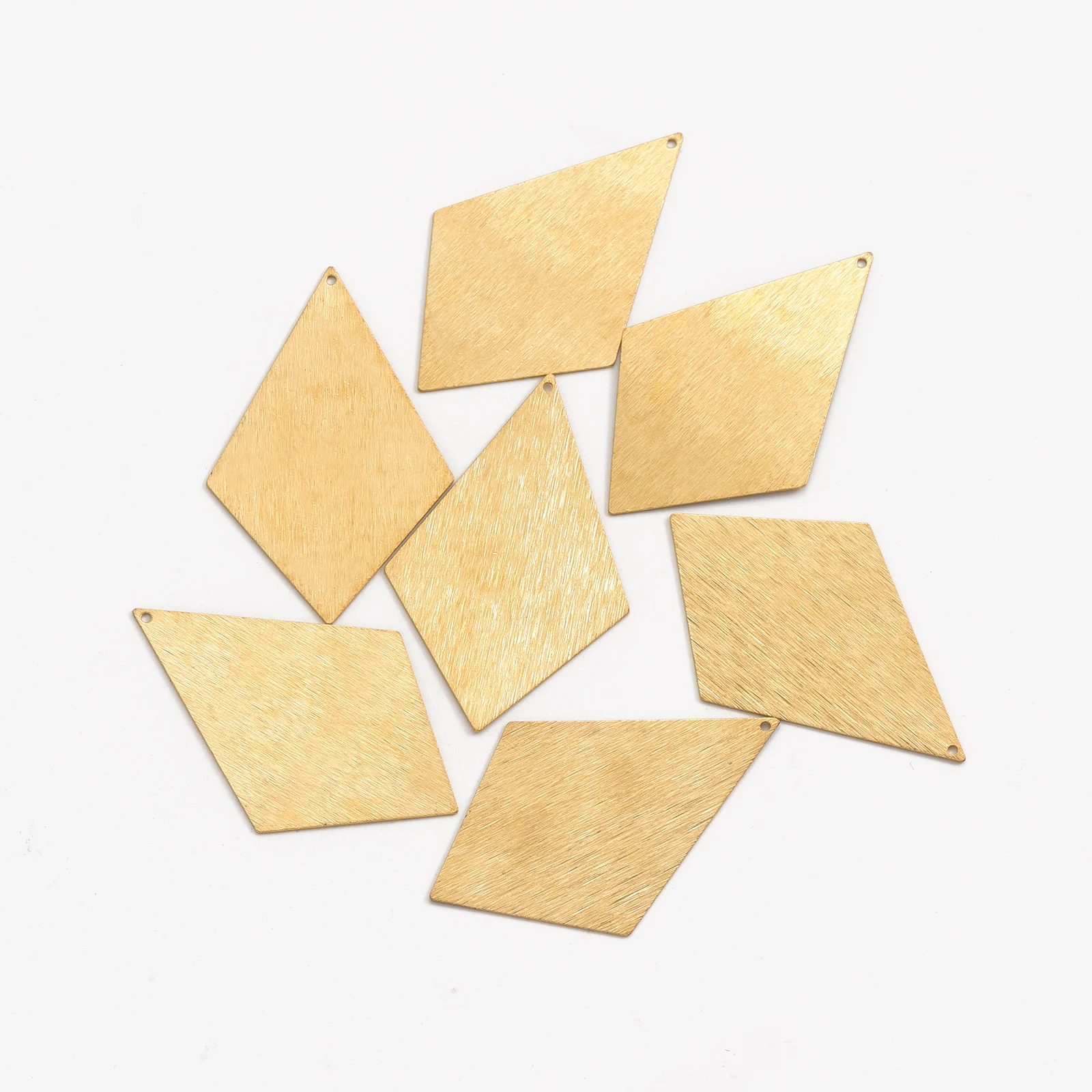 6pcs original brass single hole brushed solid flat rhombus  pieces are used to make charming earring necklace pendant components