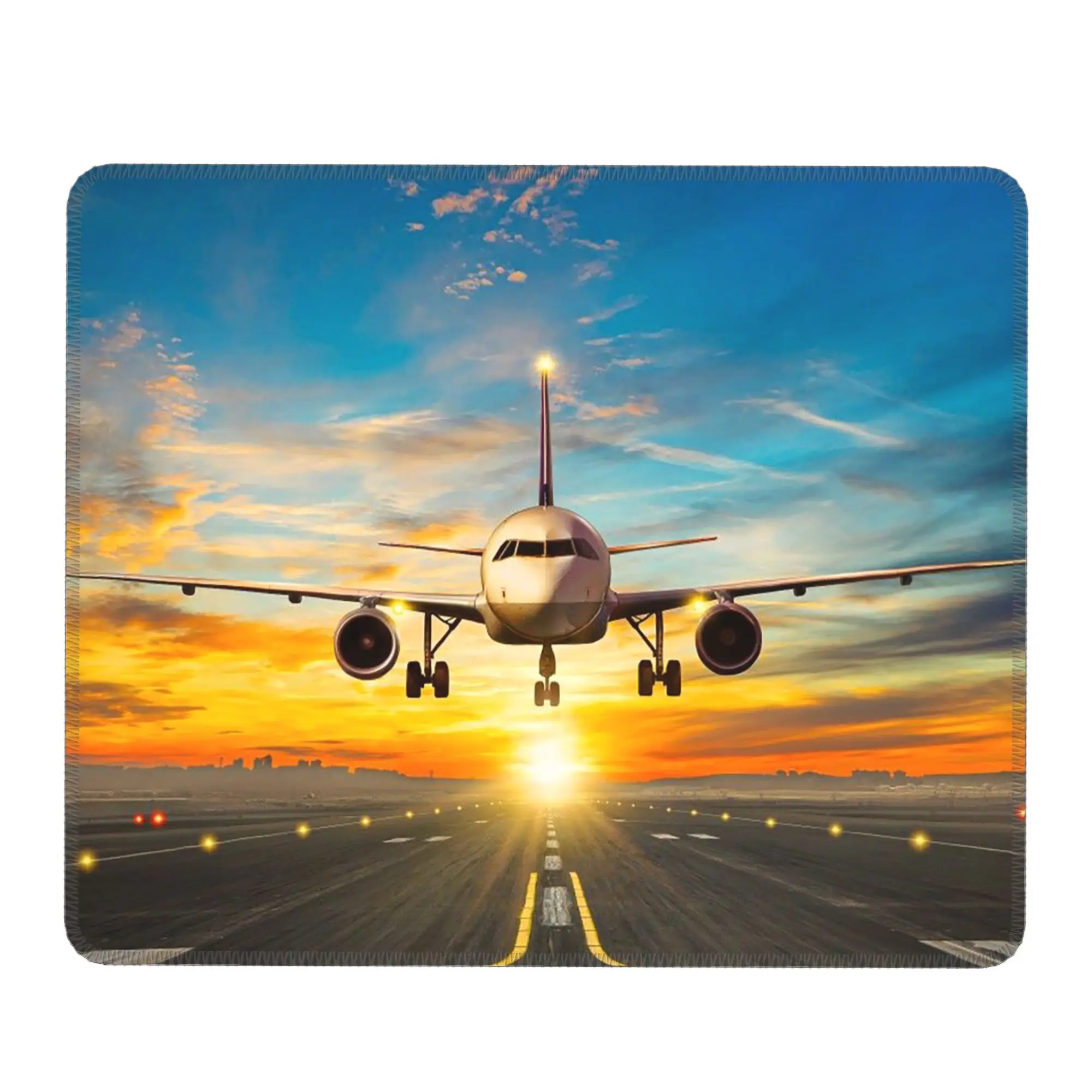Airport Landing Sunset Print Mouse Pad Computer Keyboard Mouse Mat Gaming PC Laptop Desk Mat Office Accessories Table Mats