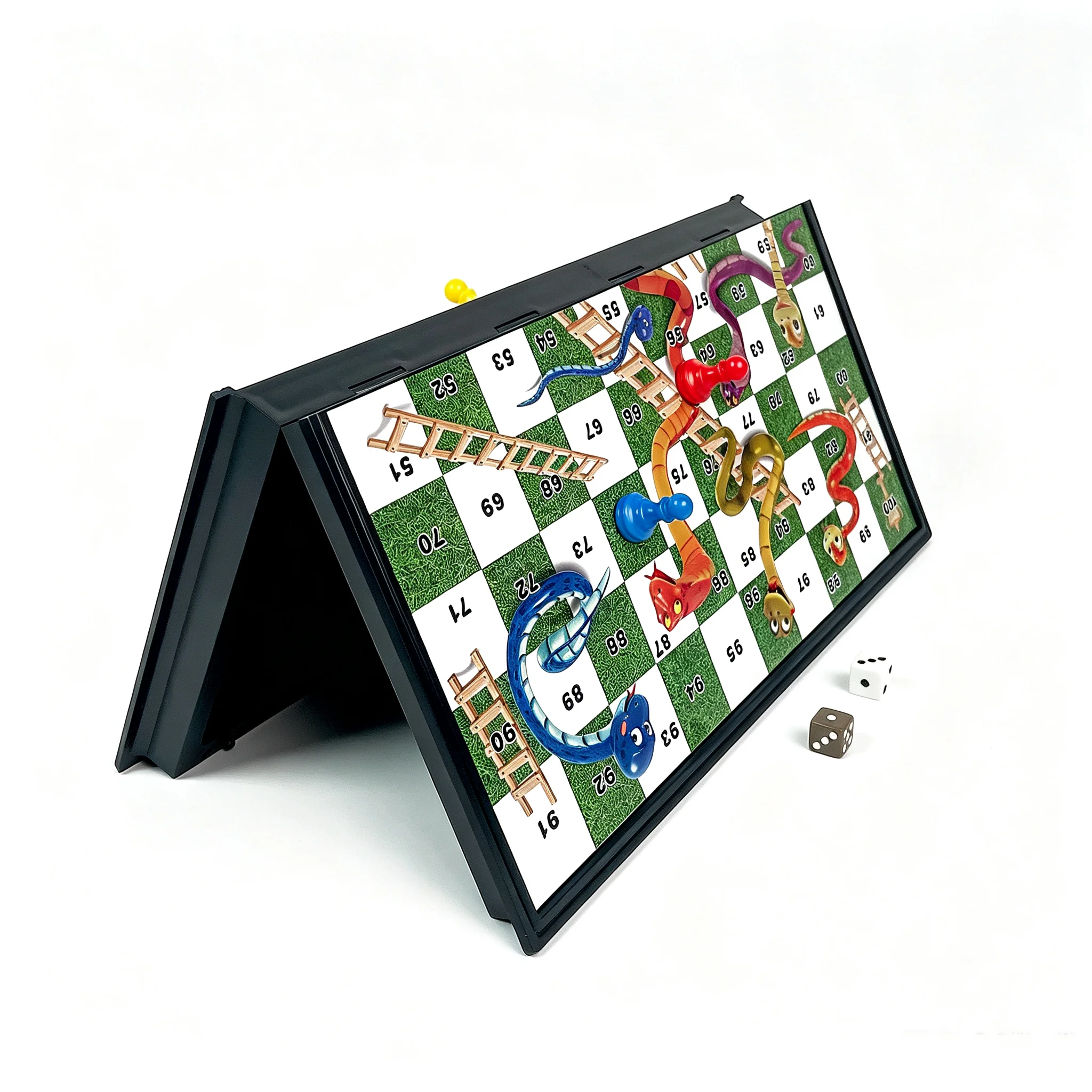 31.8x31.8cm Folding Magnetic Snake Ladder Board Game Set Educational Puzzle Toy Gift for Kids Adults