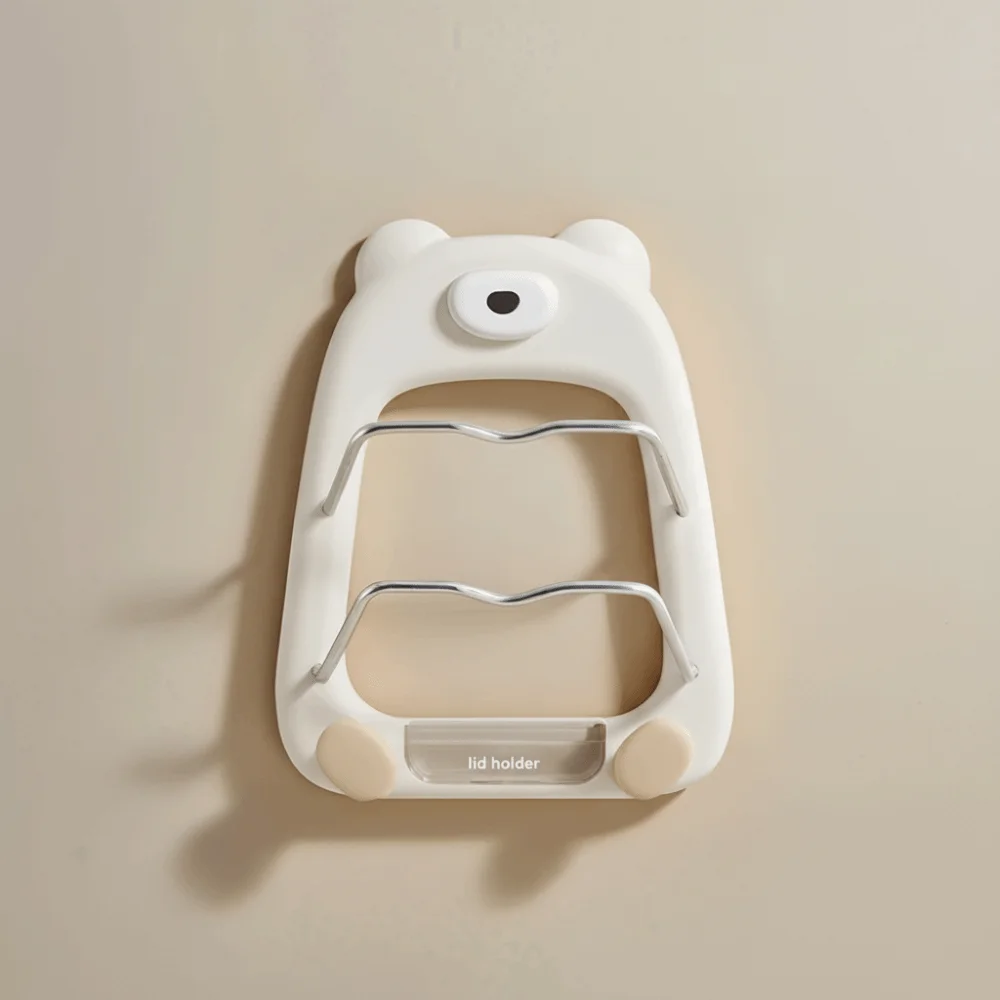 عملي 2-Tier وعاء الأغطية حامل شفط كأس الدب شكل المطبخ تخزين الرف جدار جبل دائم الخضار مجلس رف المطبخ