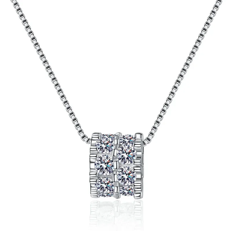 0.1CT All Moissanite 1.6 Carat Necklace 925 Sterling Silver Plated 18K White Gold Small Waist Necklace Women Fine Jewelry