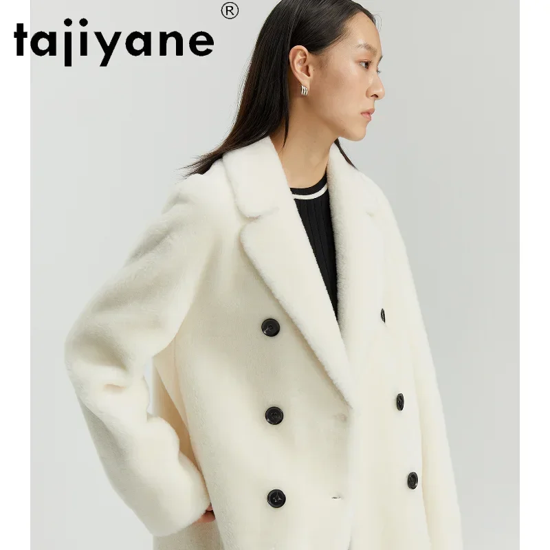 Tajiyane 2021 otoño 100% abrigo de lana auténtica moda mujer largo cálido doble botonadura chaquetas de lana auténtica chaqueta femenina Gmm767