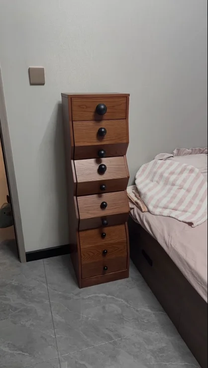 #Designer-inspired Nordic Solid Wood 5-Drawer Chest High-end Cabinet Minimalist Design for Bedroom Living Room Home Corner Decor