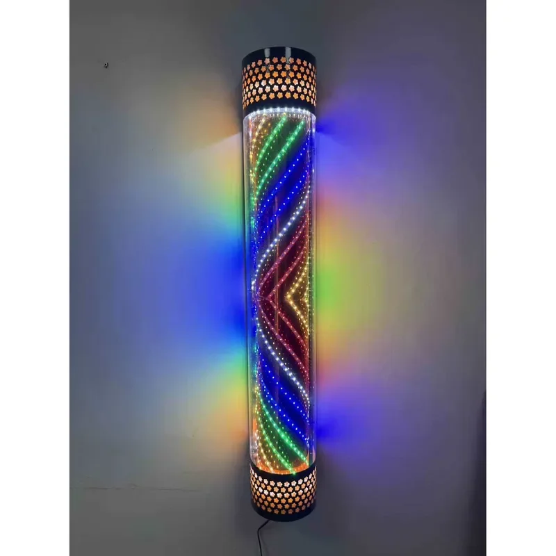 Semicircular LED Hair Sign Light Wall Mounted Barber Shop Rotating Logo Lamp Outdoor Waterproof Business Storefront
