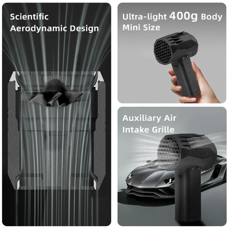 4 세대 자동차 폭력 송풍기, 미니 X64 휴대용 터보 제트 선풍기, 브러시리스 모터, 순간 추력, 공기 먼지털이, 1.4 kg/s, 240 km/h