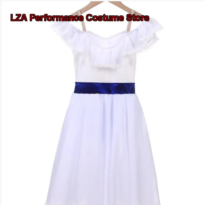 Children's Professional Graduation Dance Dress White Long Competition Adult Performance Dress Performance Costume Kids