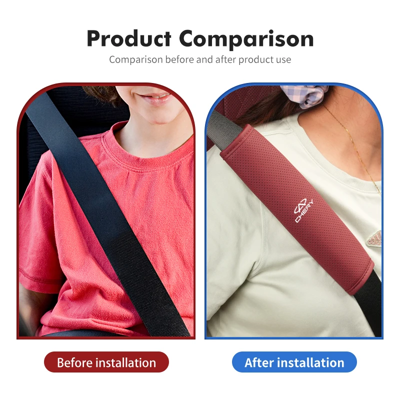 1PCS Car Seat Belt Cover Adjustable Leather Safety Shoulder Pad For Chery Tiggo 5 2 3 7 PRO 8 5X Amulet IQ QQ Fulwin Face