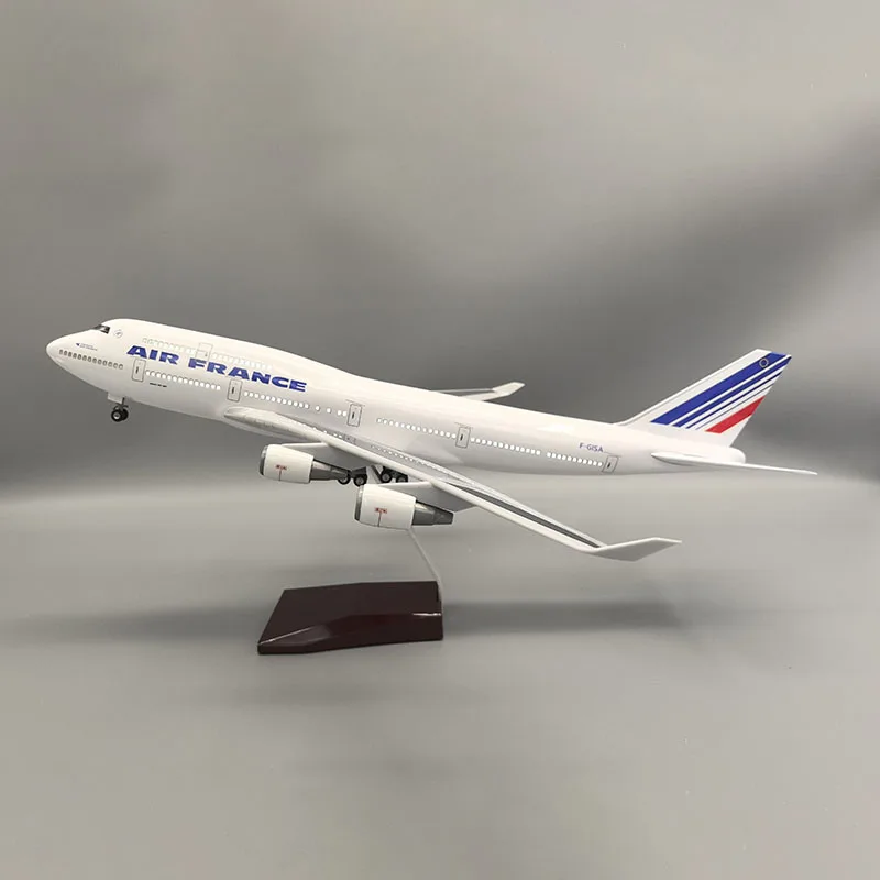 47CM Model Diecast Resin Europe B747 AIR France Airlines With Wheels Aircraft Plane Toy Collection Decration Display Gifts