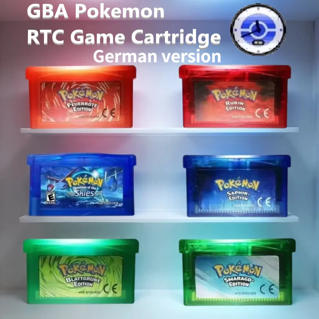 

GBA Game Cartridge Pokémon Sky Master FireRed LeafGreen Real-time Clock Function, with Game Boy Advan,German Version