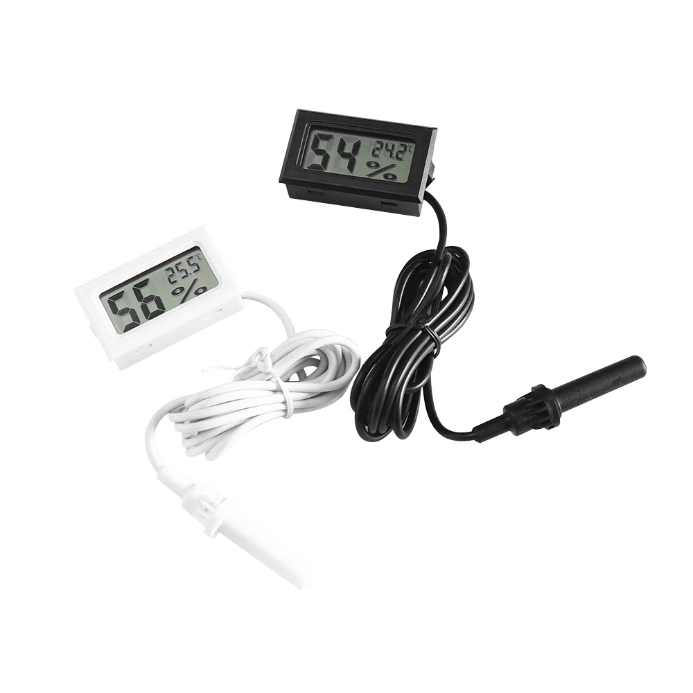 Factory FY12 Digital LCD Embedded Electronic Digital Temperature and Humidity Meter with Probe and Cable Thermometer FY-12