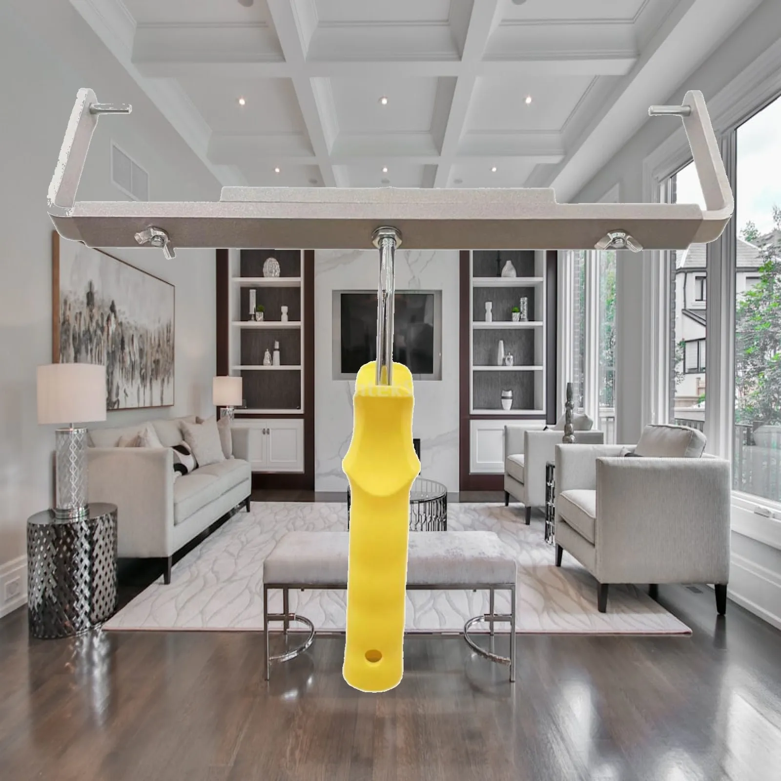 Yellow Handle Paint Roller Frame Adjustable Aluminum Painting Roller Accessory for Home Renovation and Wall Projects