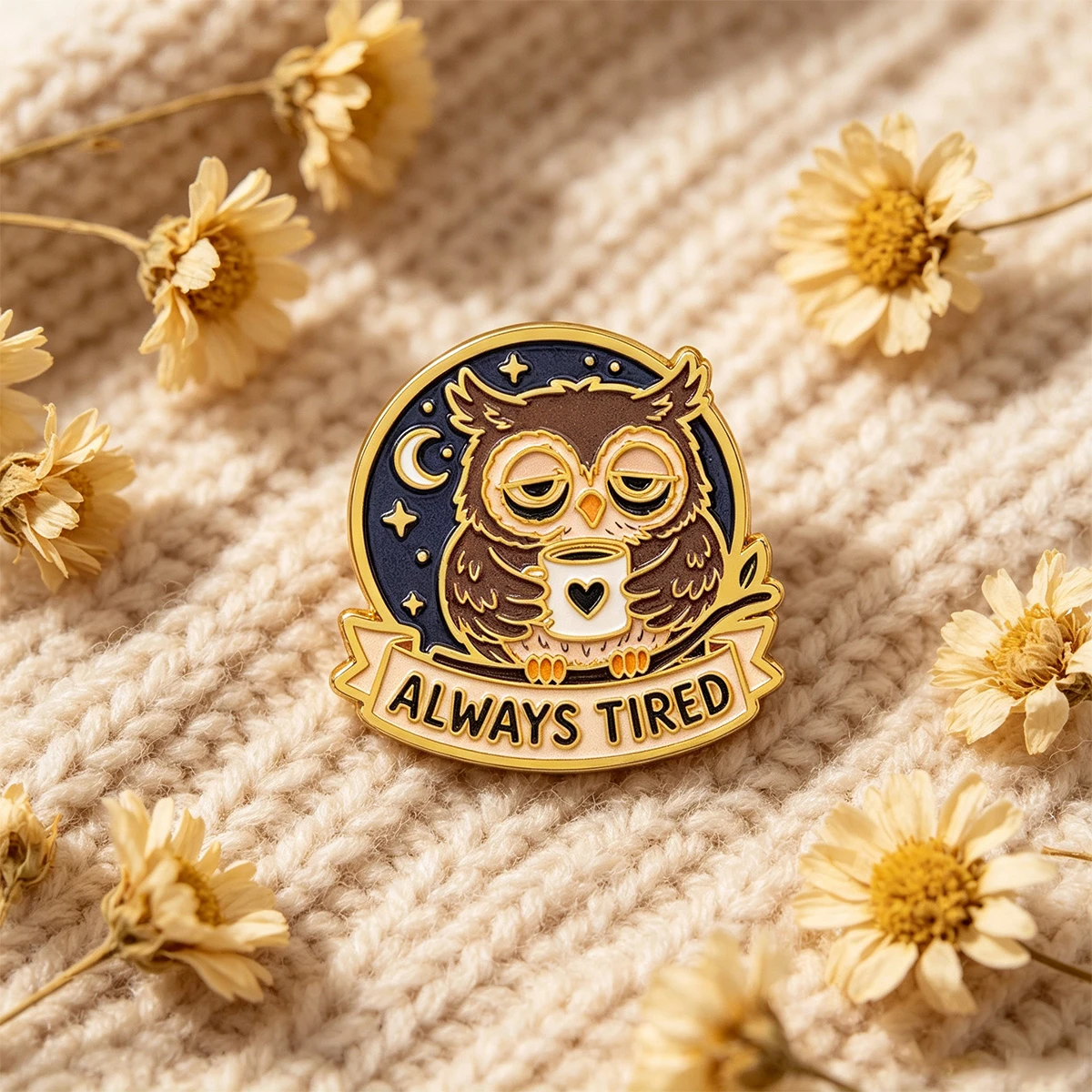 9 Stück „Immer müde Eule“ Emaille-Pin, Schlafige Nacht Mond Stern Eule Ansteckbrosche für Rucksack, Jeansjacke, lustiges Geschenk – Detail 5