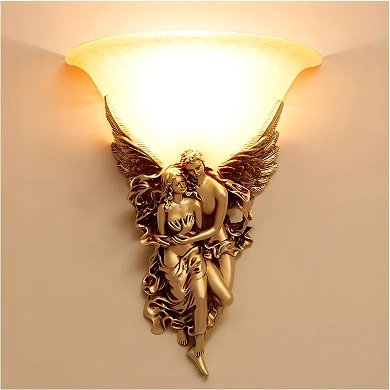 Kinkiety Nordic Angel Shaped Żywica Do Domu Sypialnia Kinkiet Nocny Nowoczesna Lampa Led Kreatywne Retro Ścienne Oświetlenie Wewnętrzne