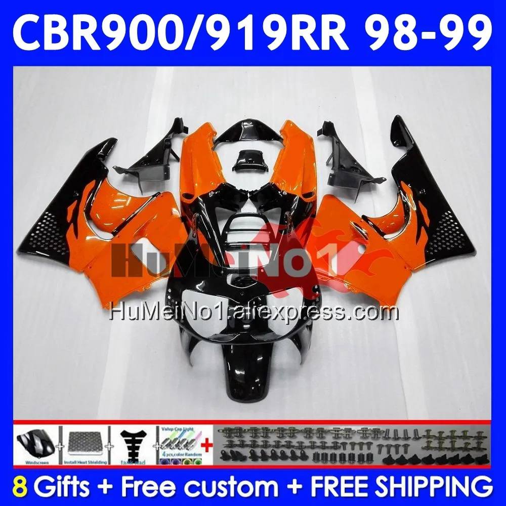 Body For HONDA CBR900RR Orange black CBR919RR 56No.5 CBR 919RR CBR900 RR CBR 919 RR CC 900RR 1998 1999 CBR919 RR 98 99 Fairing