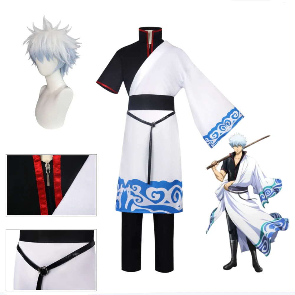 

Gintama Sakata Gintoki Same Style Cosplay Costume Japanese Anime Full Set Adult Halloween Carnival Party Comic Con Stage Wear