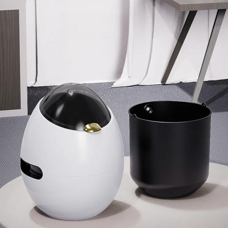 

Egg-Shaped Trash Can with Dual Compartments, Thickened Design for Home Use, Kitchen and Bedroom Waste Bin with Water Resistance