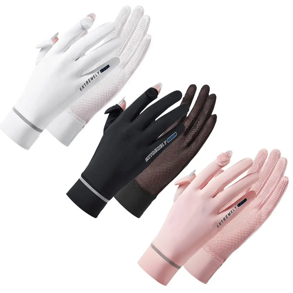 Fashion Thin Sunscreen Gloves Mittens Style Touch Screen Ice Silk Gloves Outdoor Anti-UV Gloves Cycling Driving Running