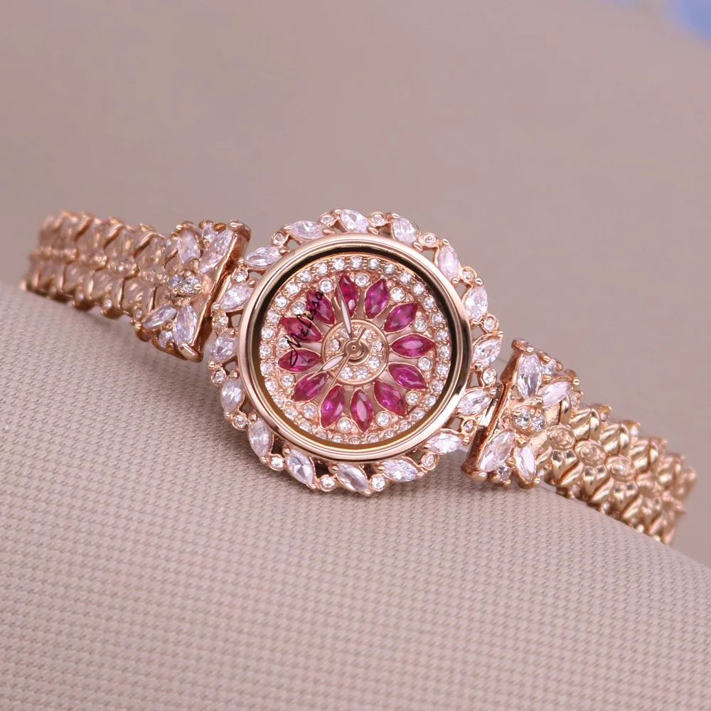 

Luxury Melissa Lady Women's Watch Elegant Rhinestone Flower Fashion Hours Bracelet Cubic Zircon Crystal Clock Girl Birthday Gift