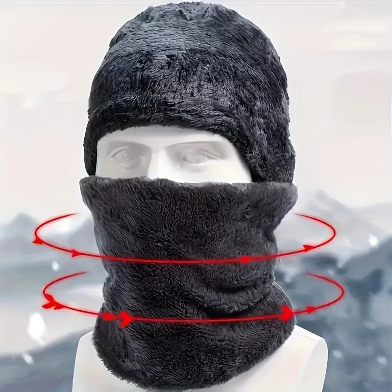 Men's winter hat, outdoor winter scarf, gloves, neckline, one plus cashmere insulated knit hat and socks