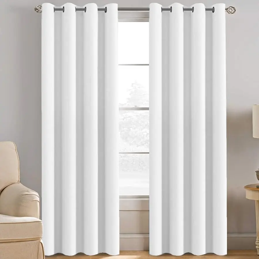 

H. ERSAILTEX White Curtain 84 inches Long for Li ing Room Thermal Insulated Christmas Curtains Window Treatment Panel Bedroom Cu