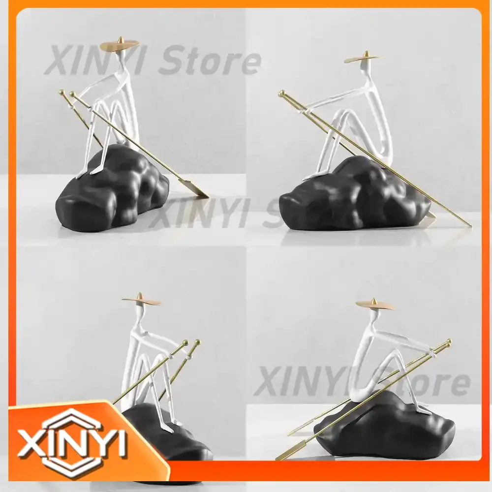 Abstract Character Statues for Room Decoration Rowing Theme Ornaments for Entrance Hall Living Room TV Cabinet Decor