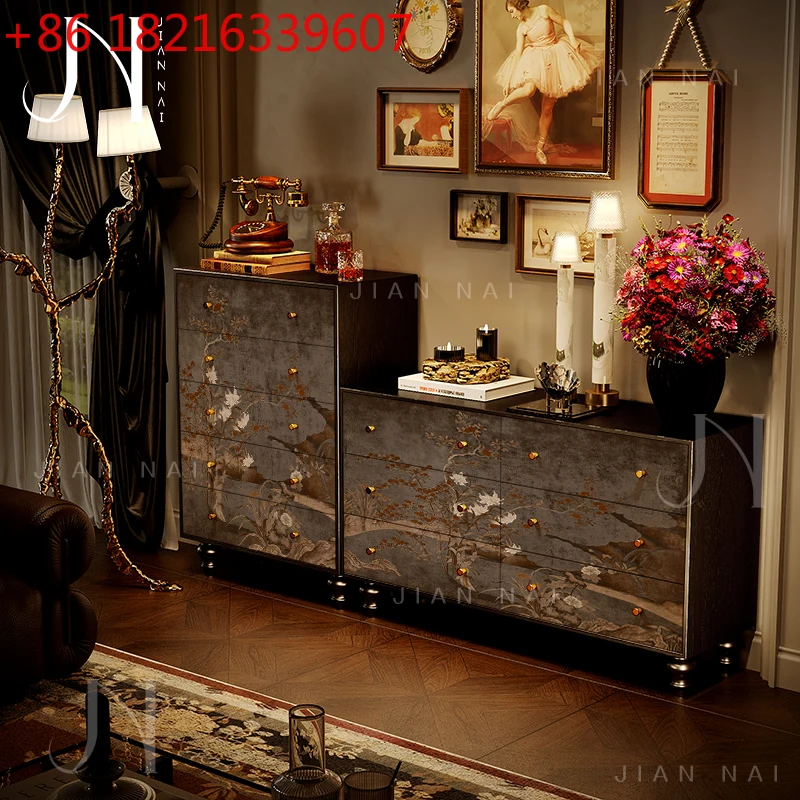 

Ваби-саби в средневековом стиле, пять ведер, шесть ведер, винтажный цветочный шкафчик для гостиной, шкафчик из цельного дерева, окрашенный диван