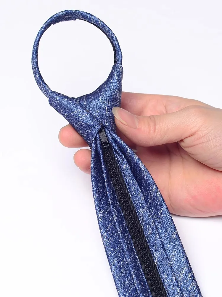 High Quality Starry Sky Blue Fashionable Zipper Tie Men's Shirt  Accessory 6cm Narrow Version Business Banquet Zipper Necktie