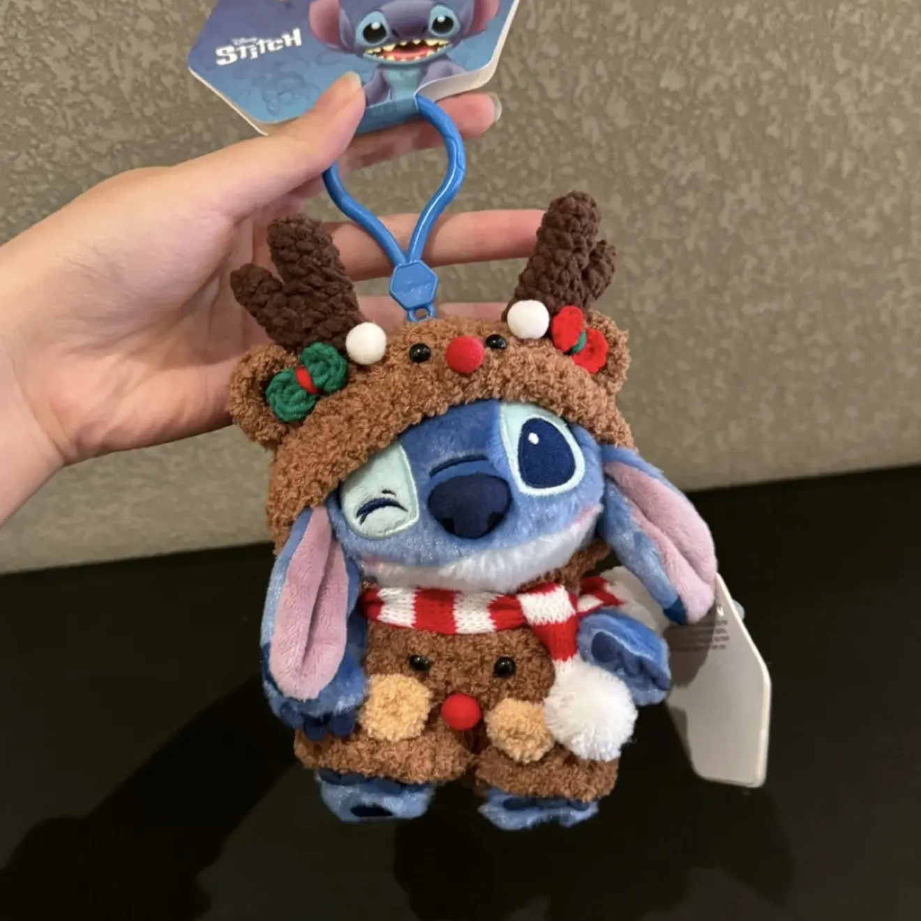 

Genuine Disney Stitch Elk Set Plush Bag Pendant Keychain Plush Cute Doll Pendant Christmas High quality Gift Bag charm