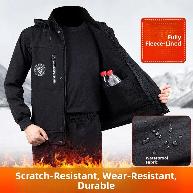 

Thickened Fleece Work Uniforms Men's Camouflage Workwear Waterproof Winter Anti-Dirt Cold Resistant Warm Polyester Fiber